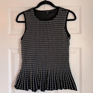 ANN TAYLOR Black & White Textured Knit Top